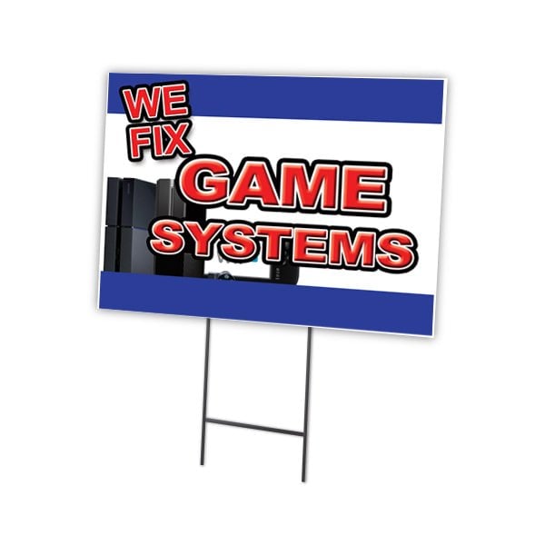We Fix Game Systems Yard & Stake outdoor plastic coroplast window, C-1824-DS-We Fix Game Systems